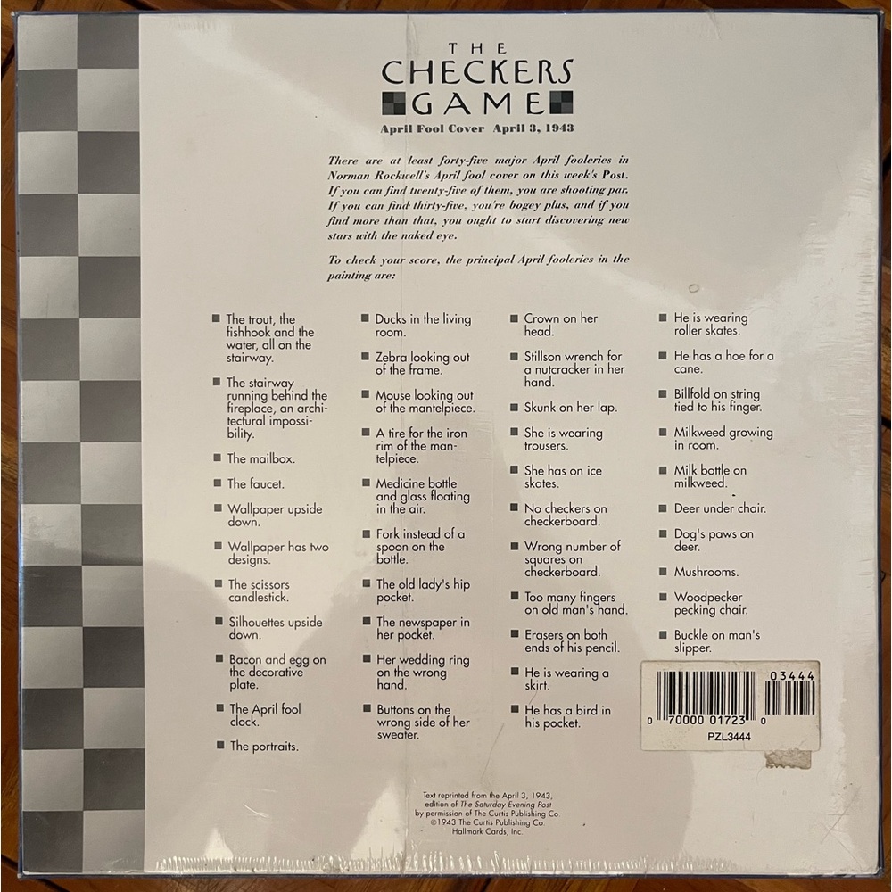 NWT NORMAN ROCKWELL “THE CHECKERS GAME - APRIL FOOL’S COVER” 500 PIECE PUZZLE - Picture 2 of 5